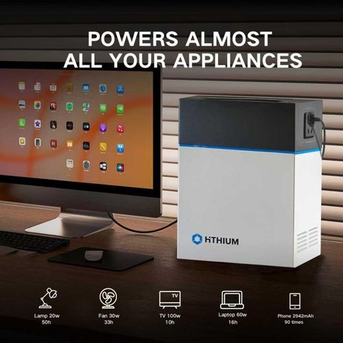 HITHIUM 1kWh Power Station - Solar charge + Power for TV/Fan/Wifi